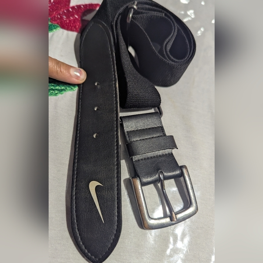 One Size Nike Black Belt Bag with Silver Buckle